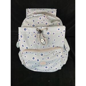 Kipling Blue floral Backpack school book bag Blue/White/Gray New